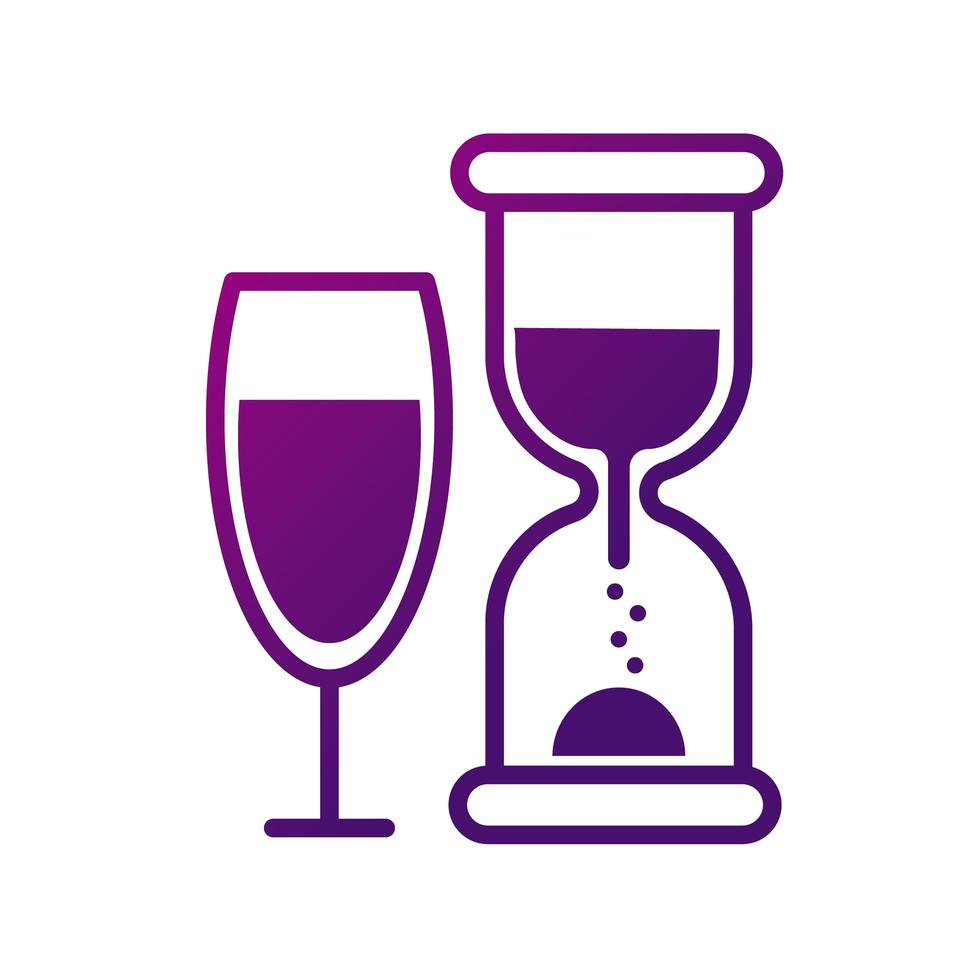 wine cup with hourglass gradient style icon vector