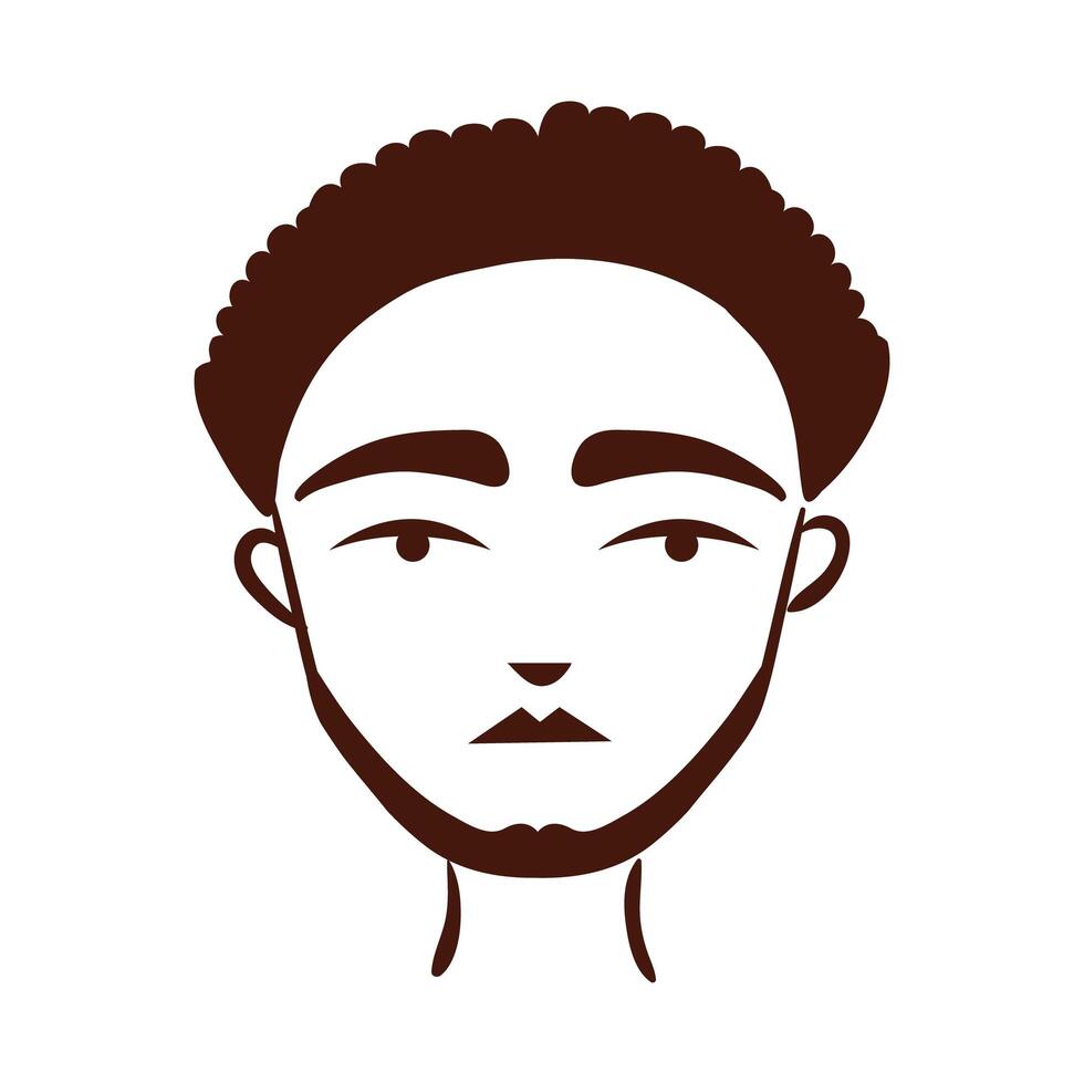 young afro man ethnicity with beard silhouette style icon vector