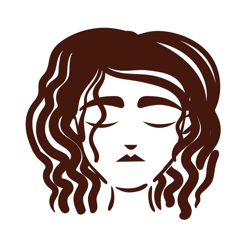 joven, mujer afro, con, pelo rasta, silueta, estilo vector