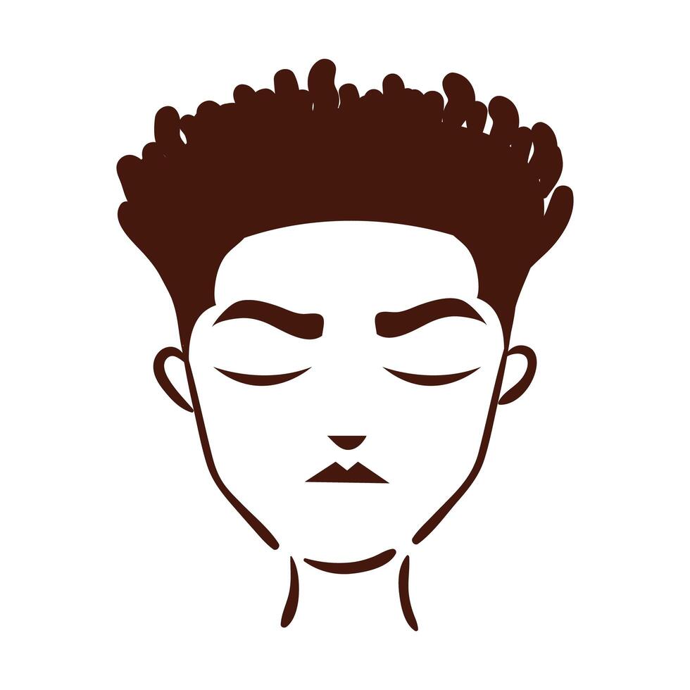 young afro man ethnicity with hairstyle silhouette style icon vector