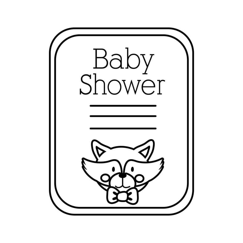 letras de baby shower con estilo de línea de mapache vector