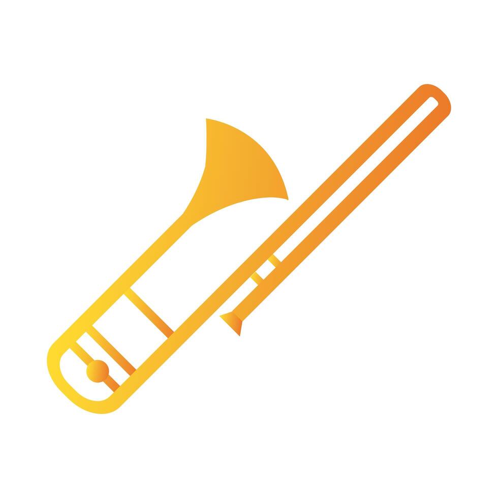 trombone air instrument musical line and fill style icon vector