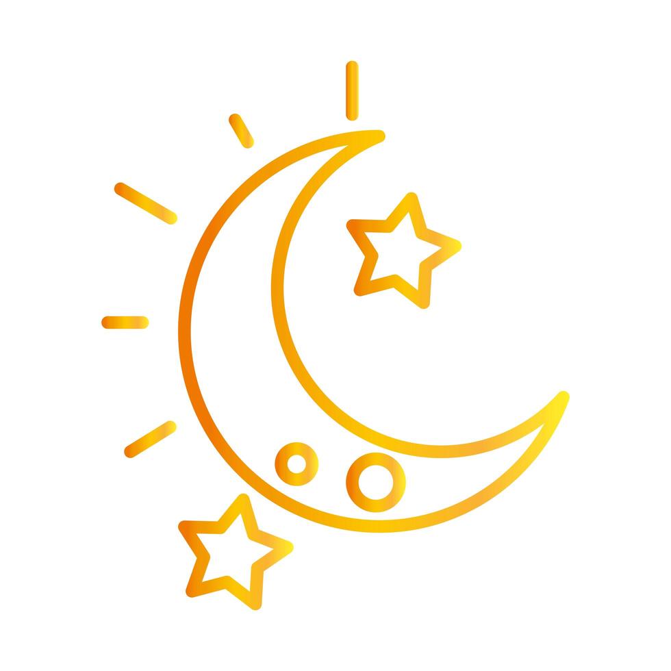 noche media luna estrellas cielo fondo blanco icono de estilo degradado vector