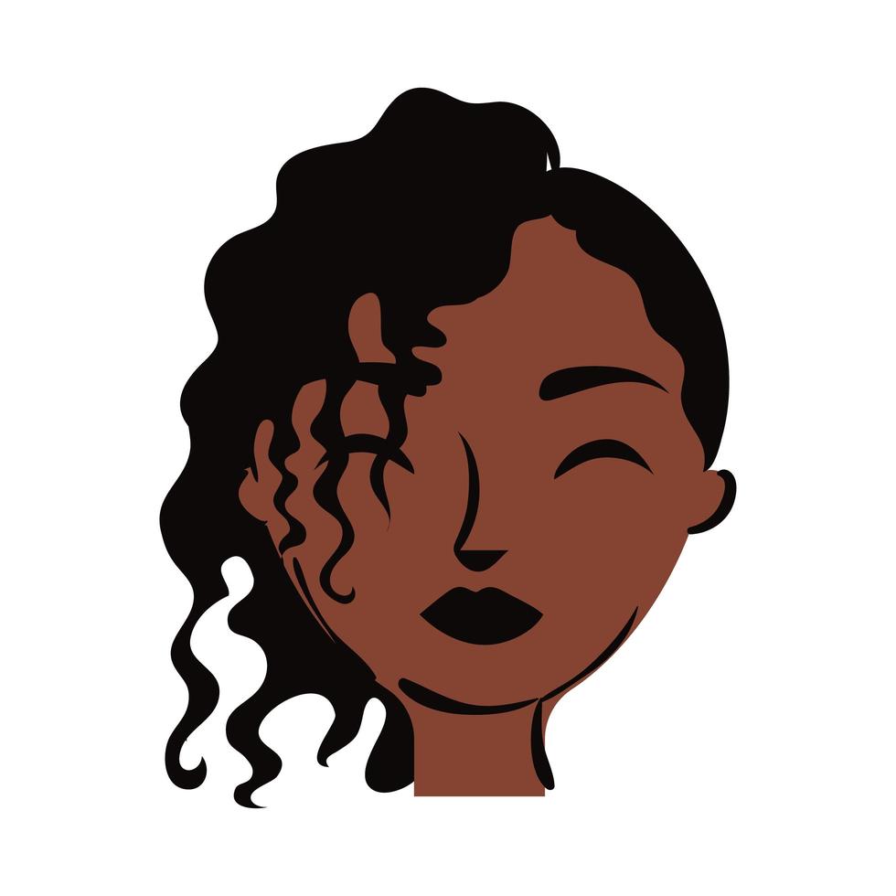 joven, mujer afro, con, lazo del pelo, plano, estilo vector