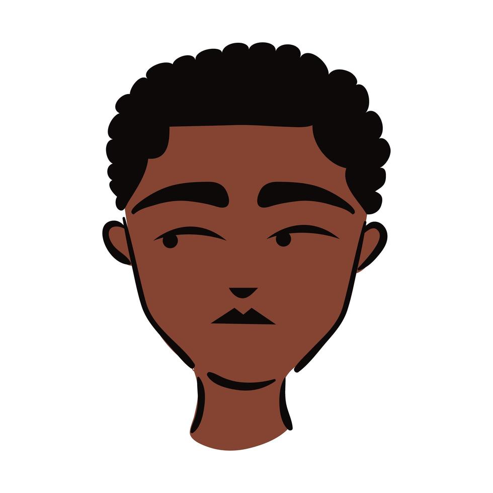 icono de estilo plano de etnia joven afro vector