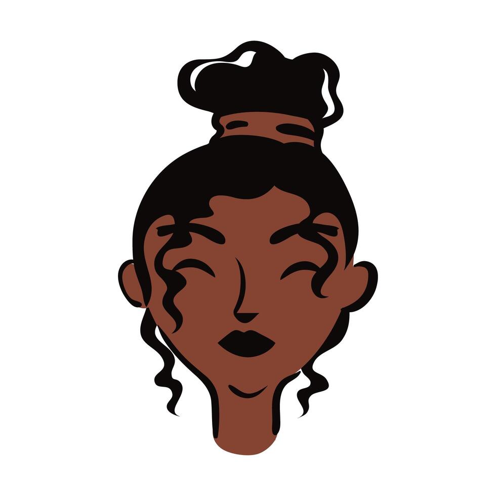 joven, mujer afro, con, lazo del pelo, plano, estilo vector