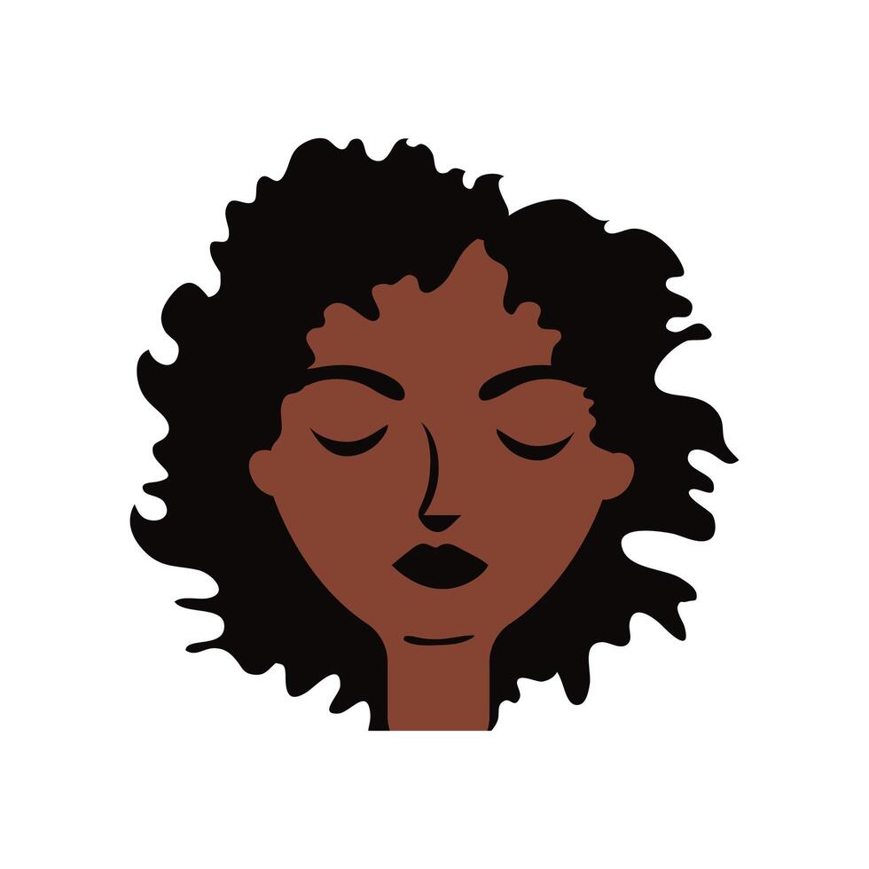 young afro woman with hair long flat style vector