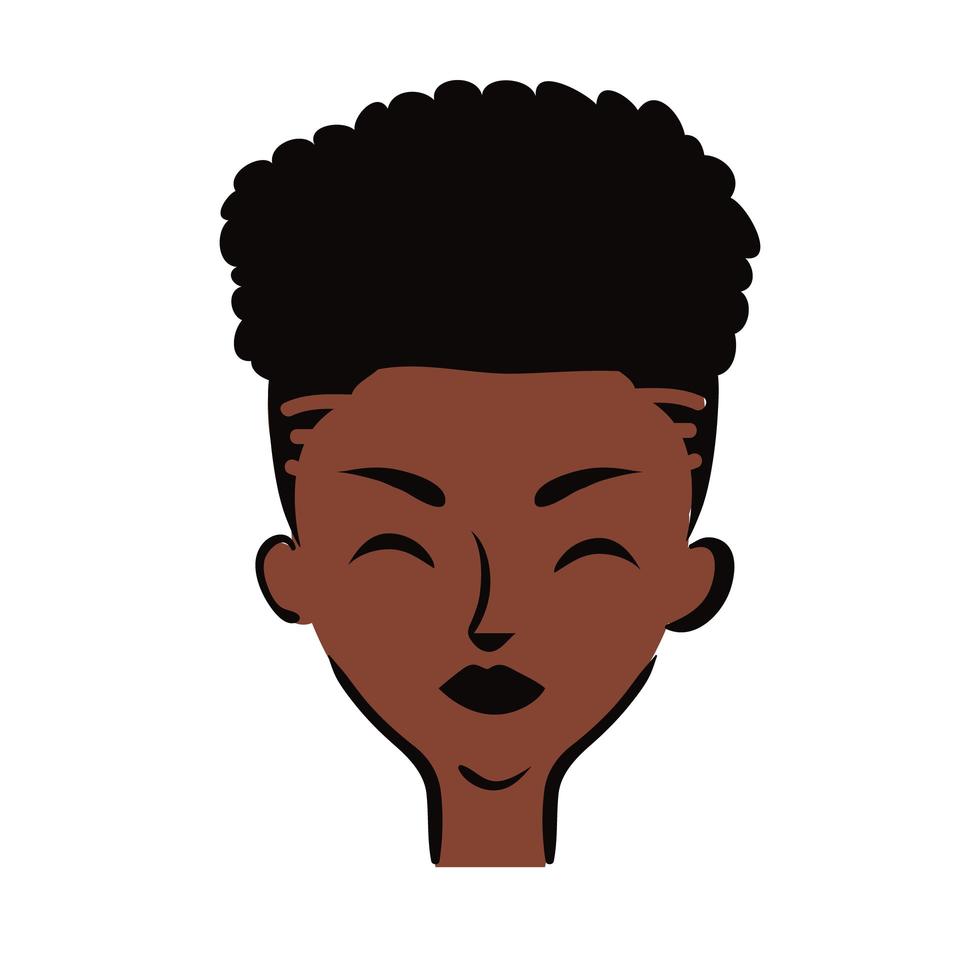 young afro woman with hair short flat style vector