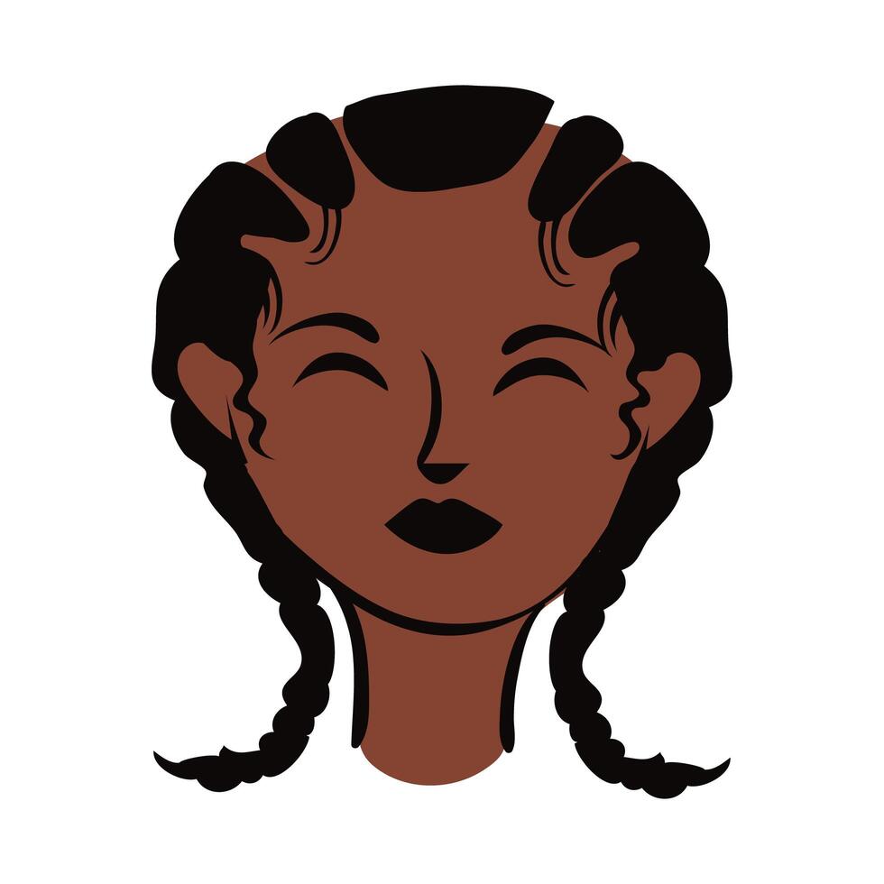 joven mujer afro con trenzas de pelo estilo plano vector