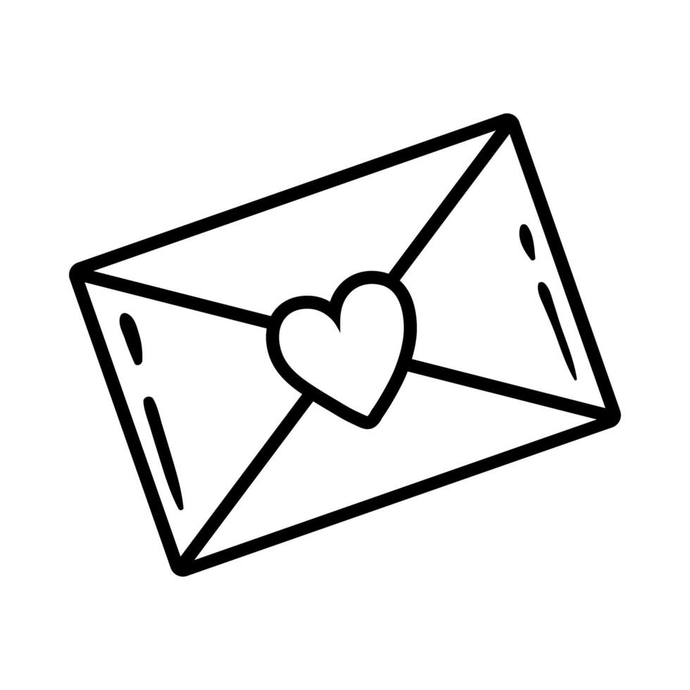 envelope with heart love pop art line style vector