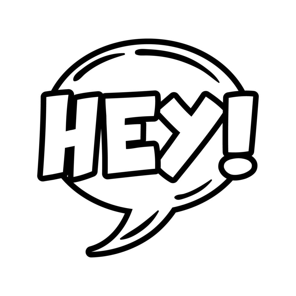 speech bubble with expresion word hey pop art line style vector