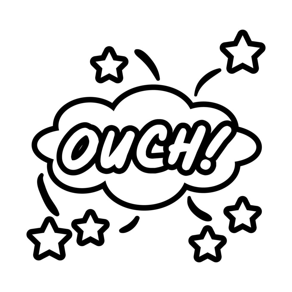 expresion cloud with ouch word pop art line style vector