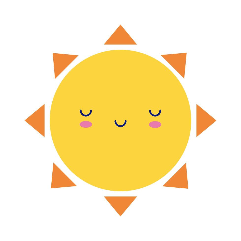 happy sun kawaii comic character flat style icon vector