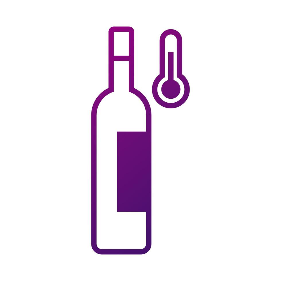 bebida de botella de vino con termómetro icono de estilo degradado vector