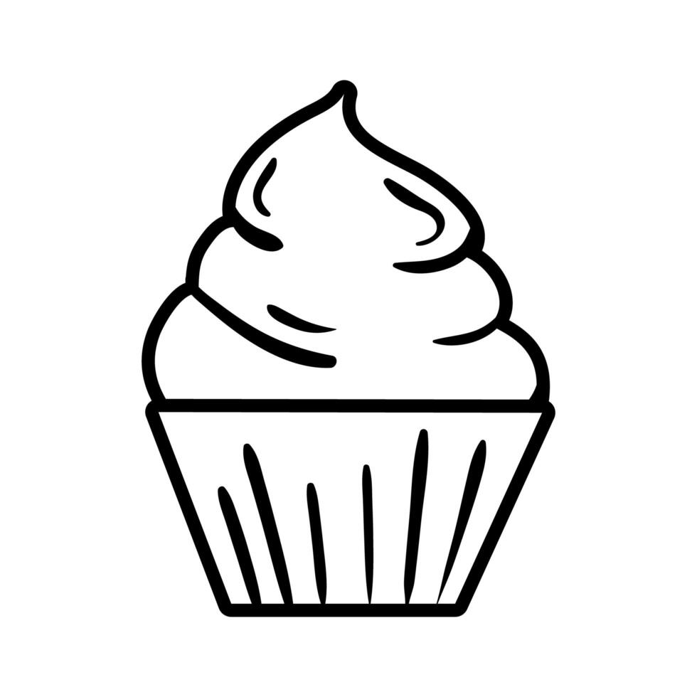 cup cake sweet pop art line style vector