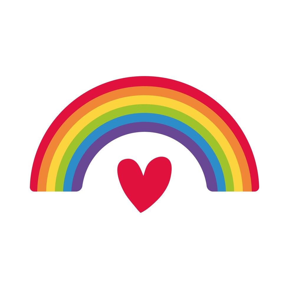 cute rainbow weather with heart flat style icon vector