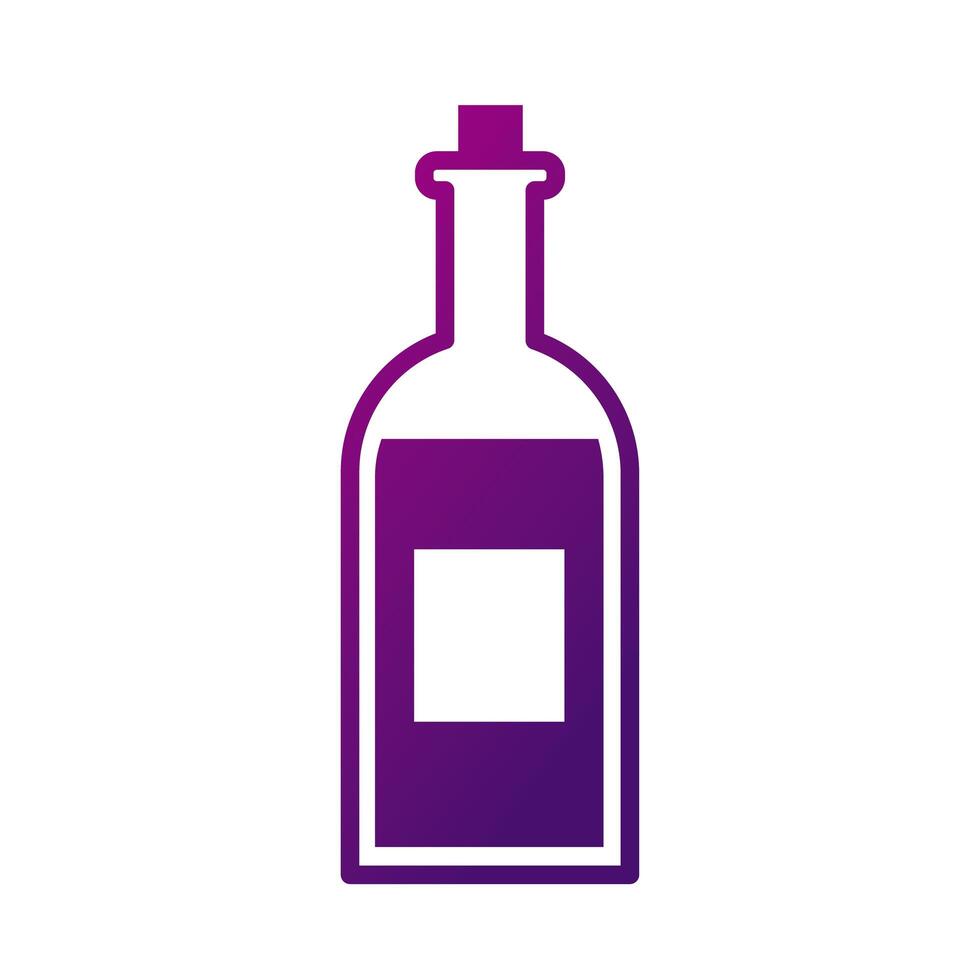 wine bottle drink with cork gradient style icon vector