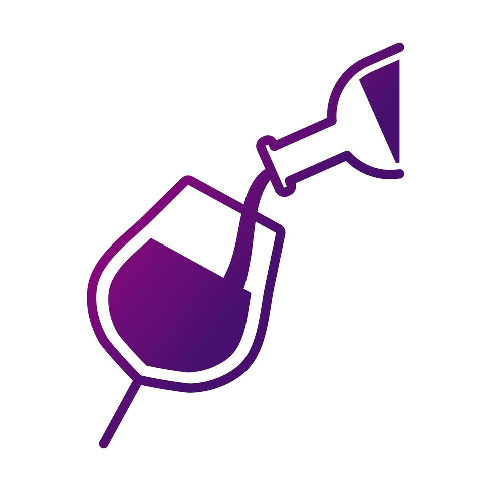 wine cup drink and bottle serving gradient style vector