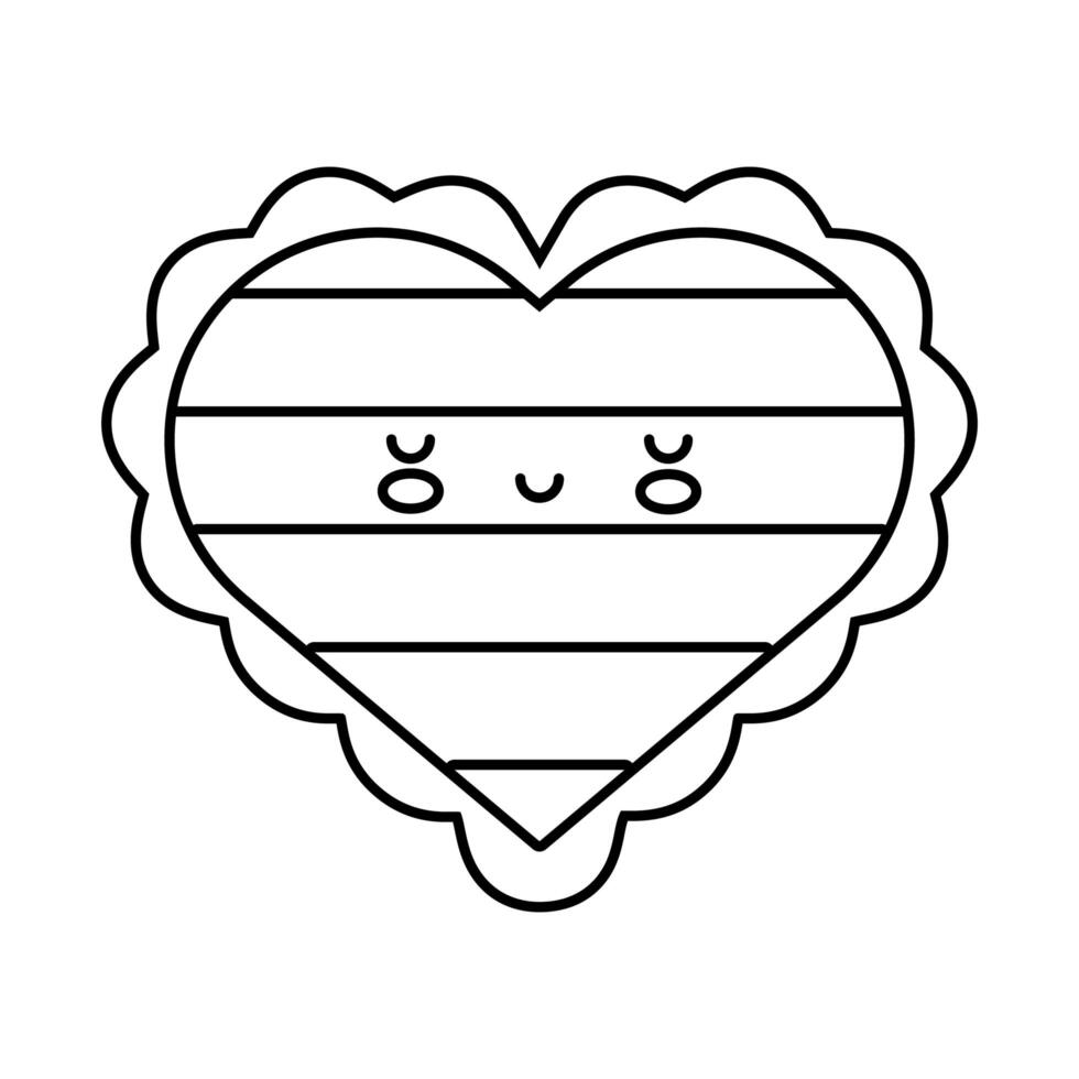 Heart Love Kawaii Character Line Style Icon Vector Art At Vecteezy