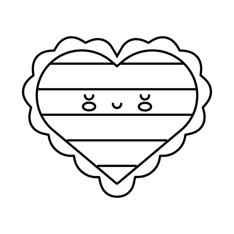 corazón amor icono de estilo de línea de carácter kawaii vector