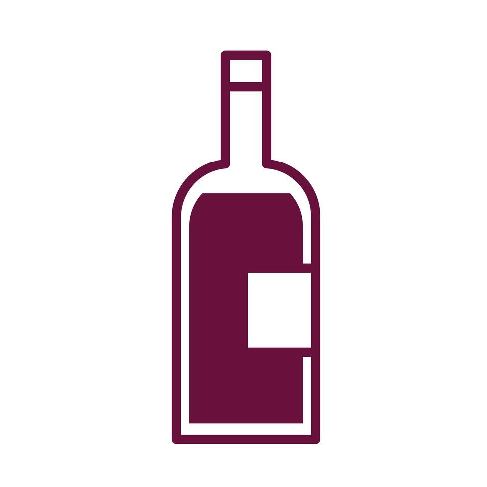wine bottle drink line style vector