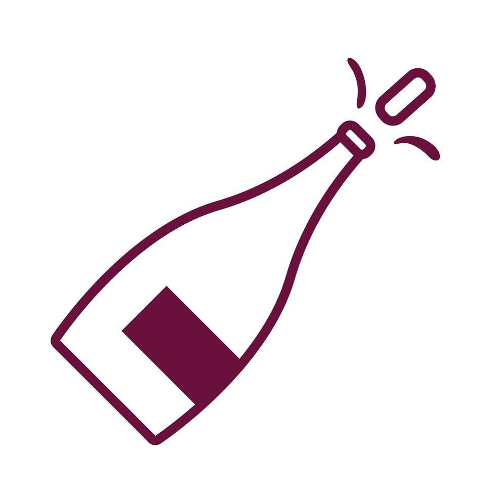 champagne bottle drink with cork out line style vector