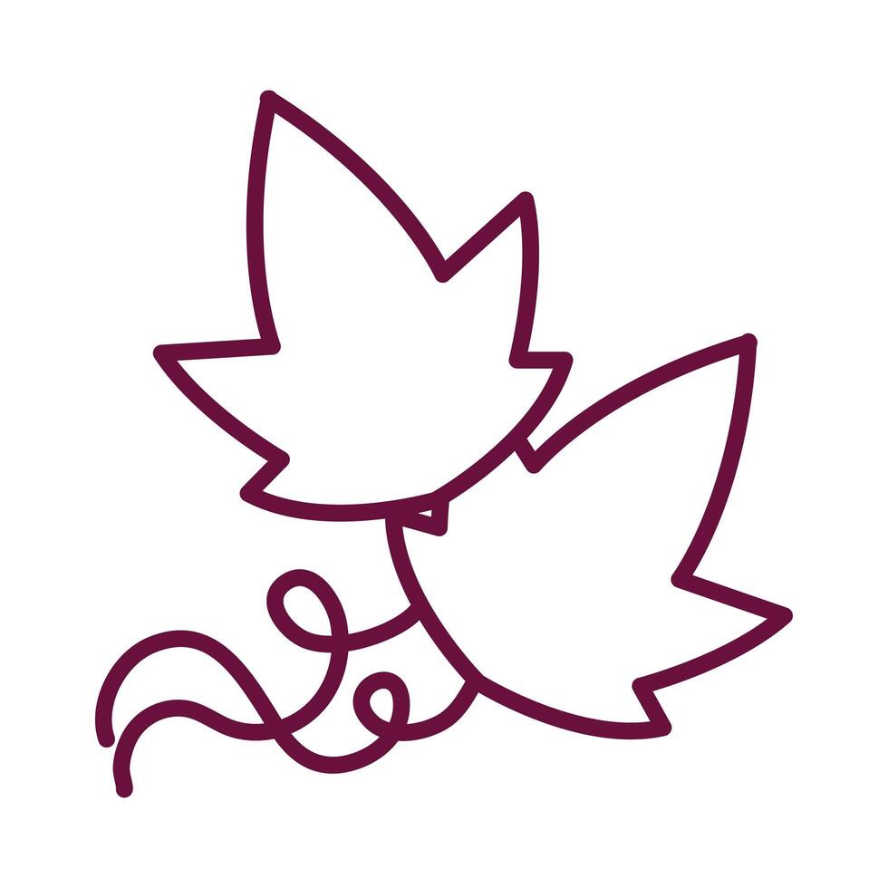 grapes leafs plant line style icon vector