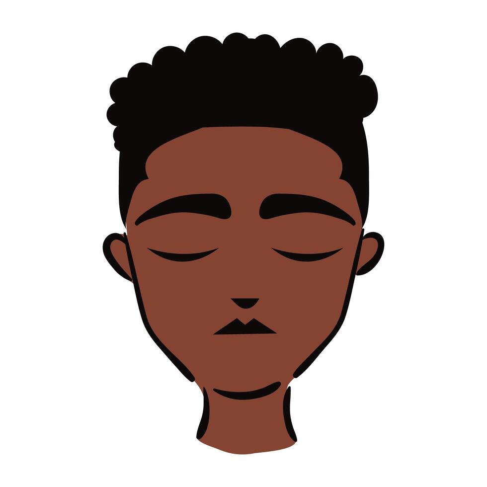 icono de estilo plano de etnia joven afro vector