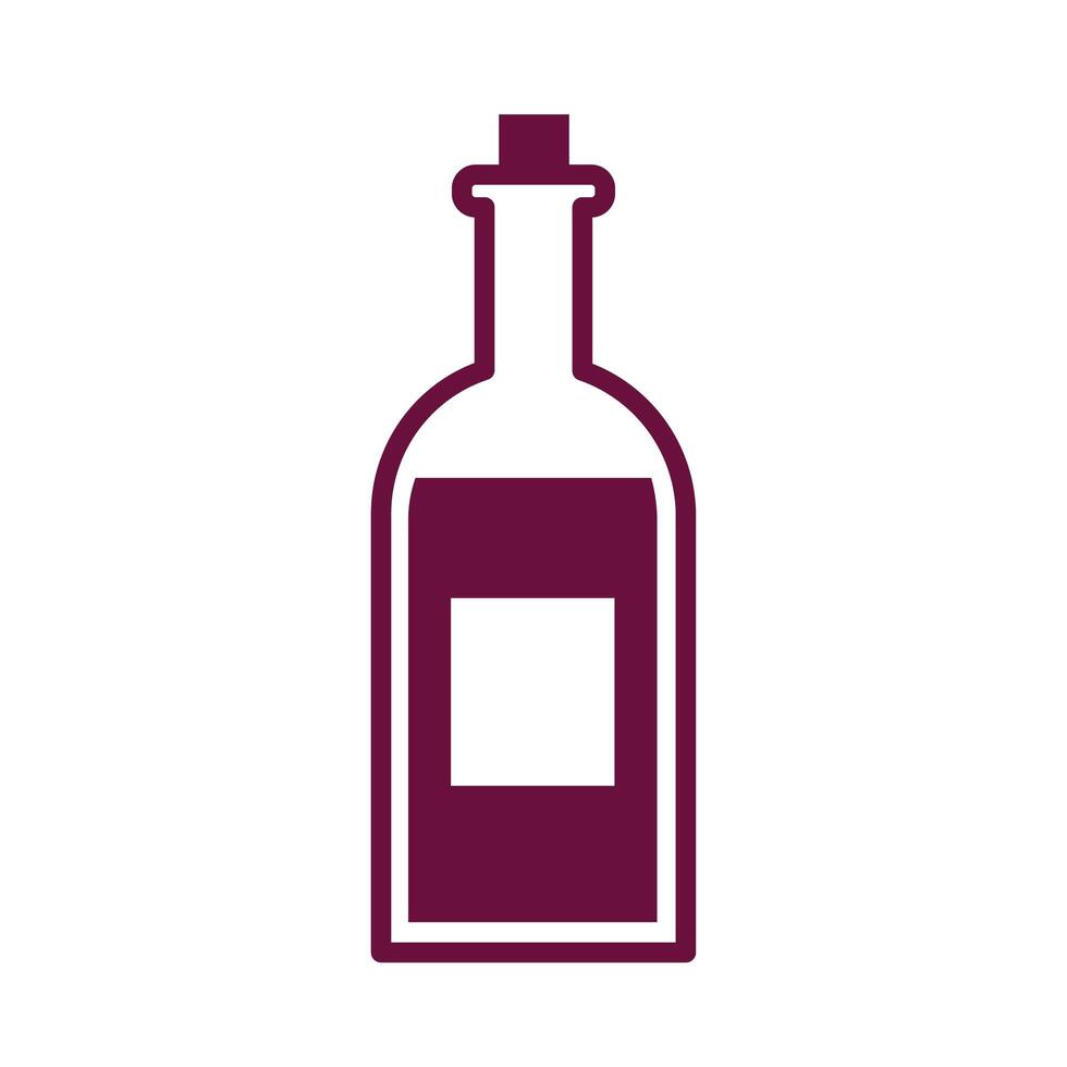 wine bottle drink with cork line style icon vector