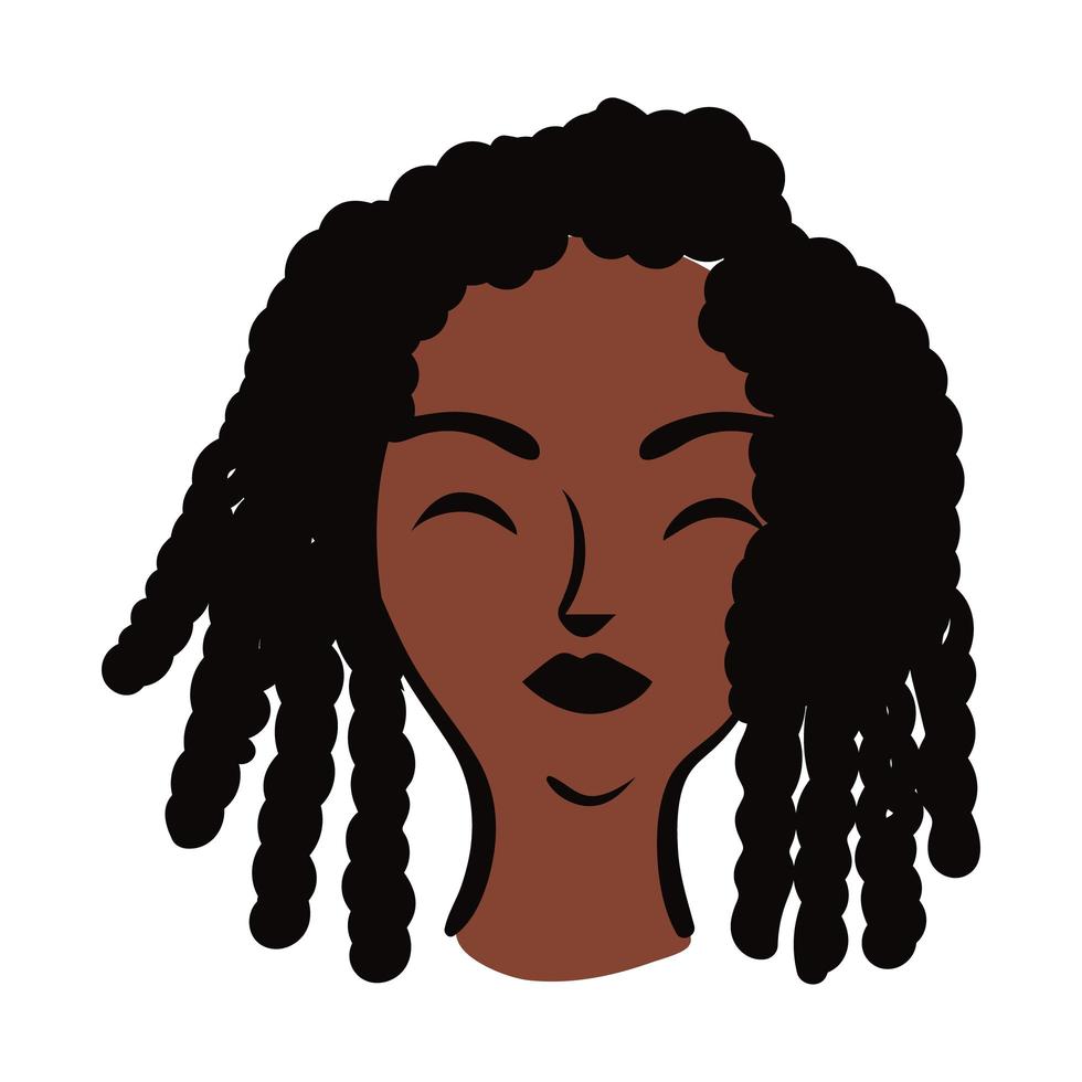 joven mujer afro con pelo estilo plano rasta vector