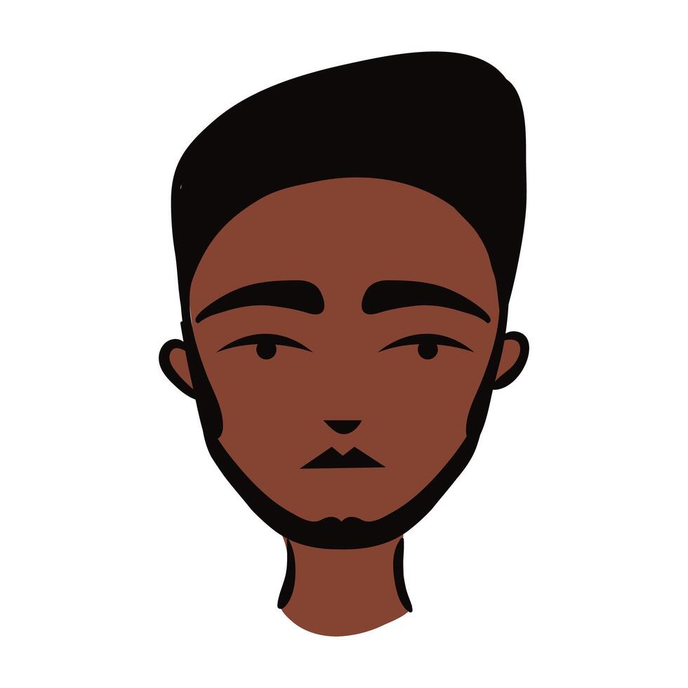 joven afro de etnia con barba estilo plano vector