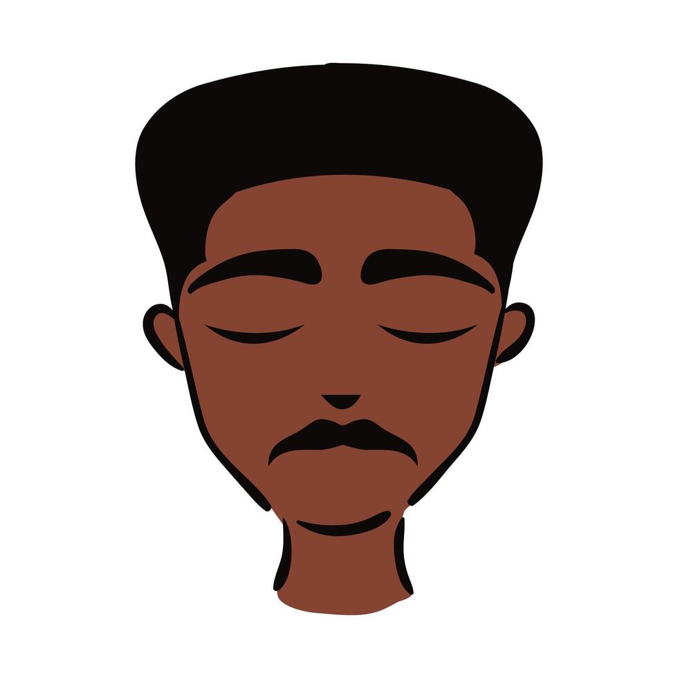 etnia joven afro con icono de estilo plano de bigote vector