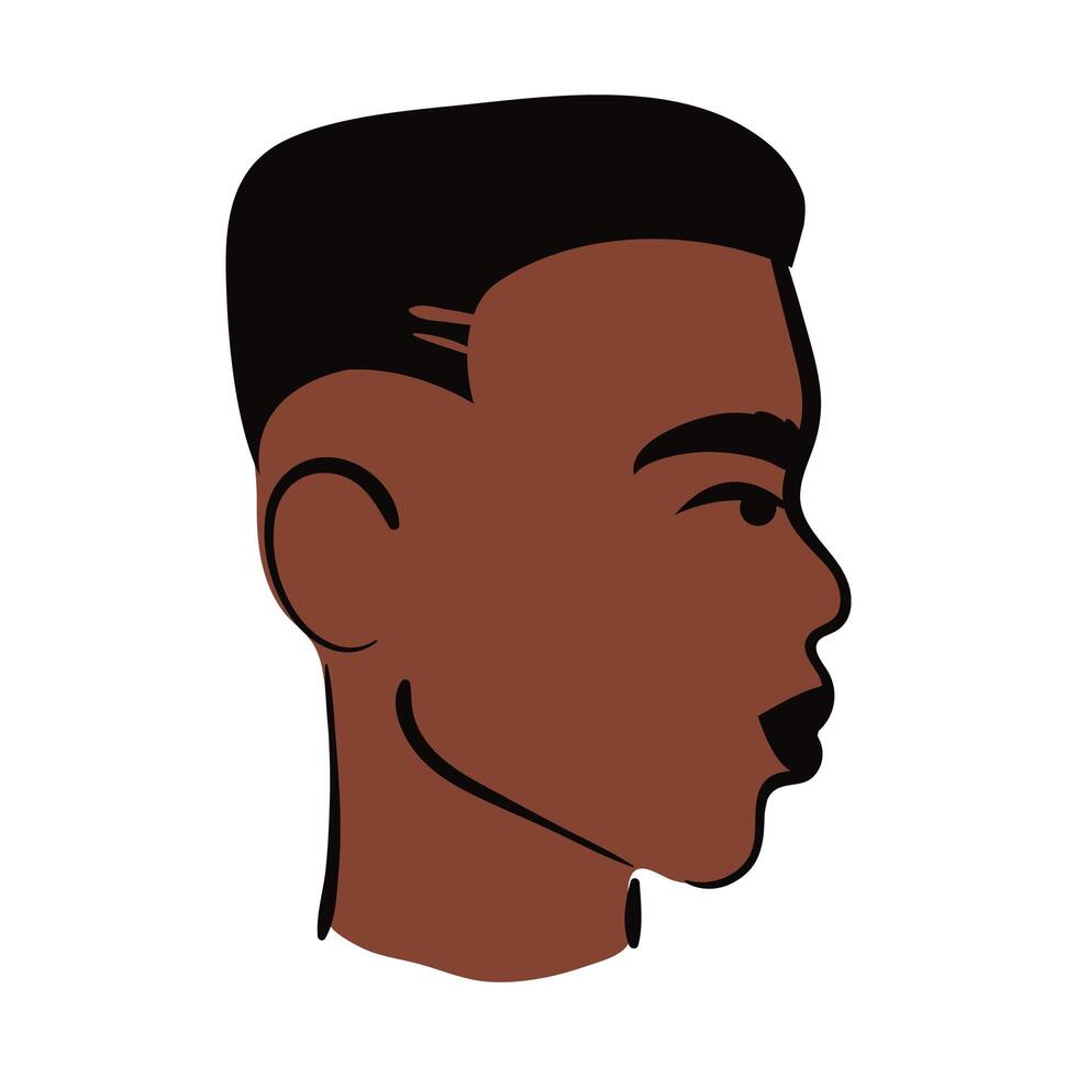 profile young afro man ethnicity flat style icon vector