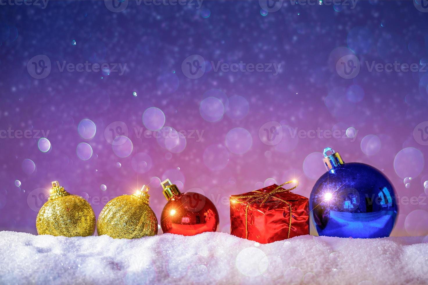 Merry christmas and happy new year greeting background. Christmas Lantern On Snow With Fir photo