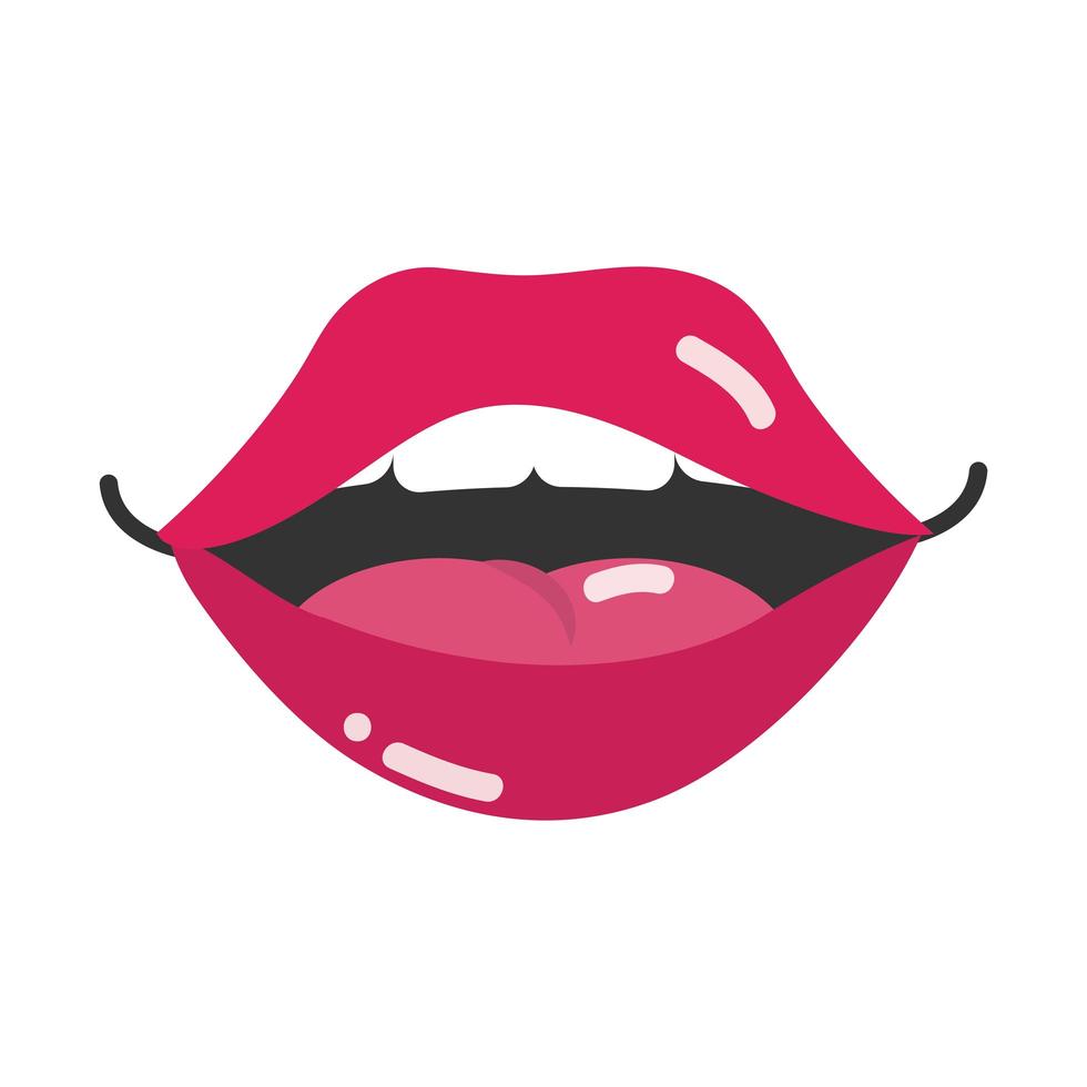 pop art mouth and lips mouth lips and teeth flat icon design vector