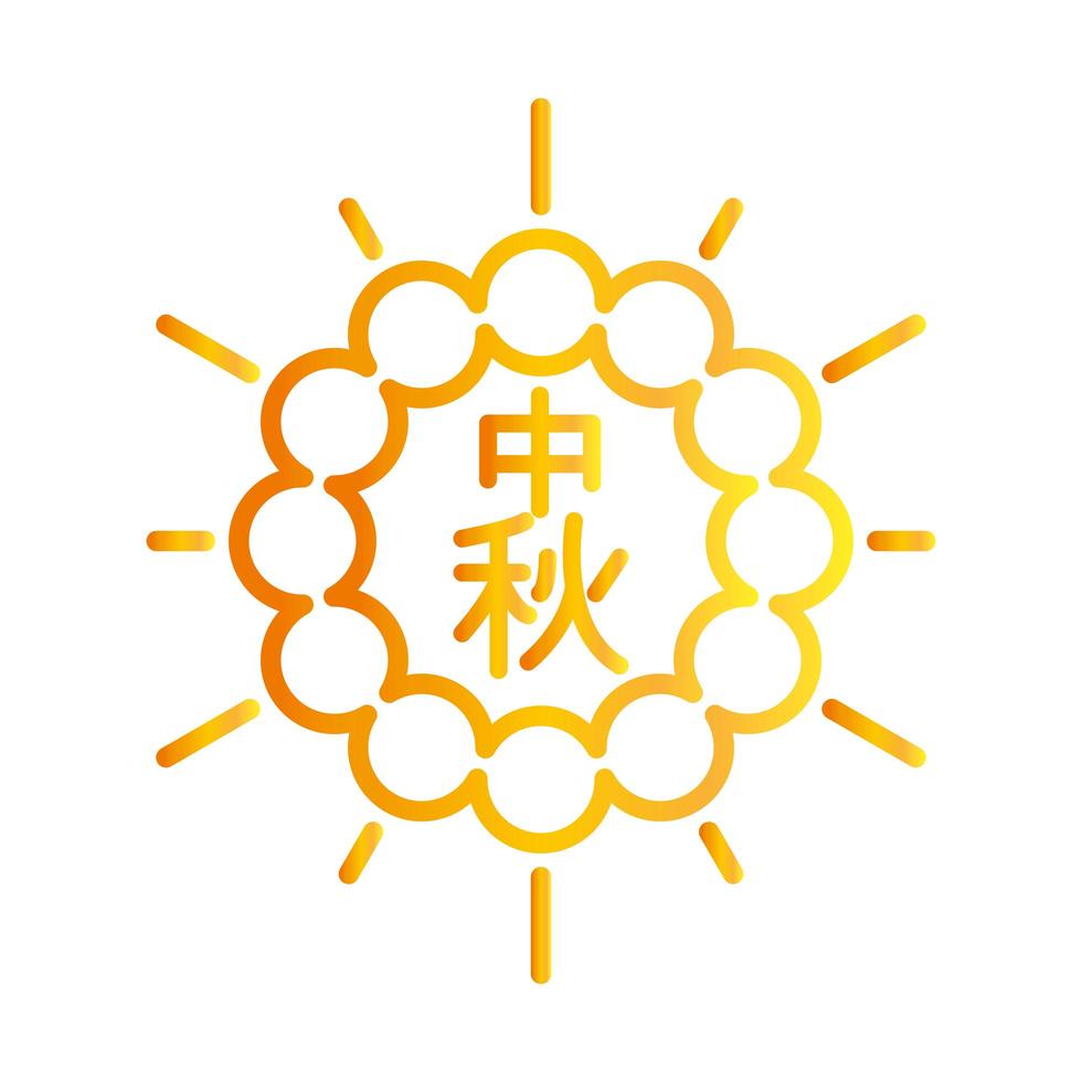 happy mid autumn festival ornament culture traditional chinese cartoon gradient style icon vector