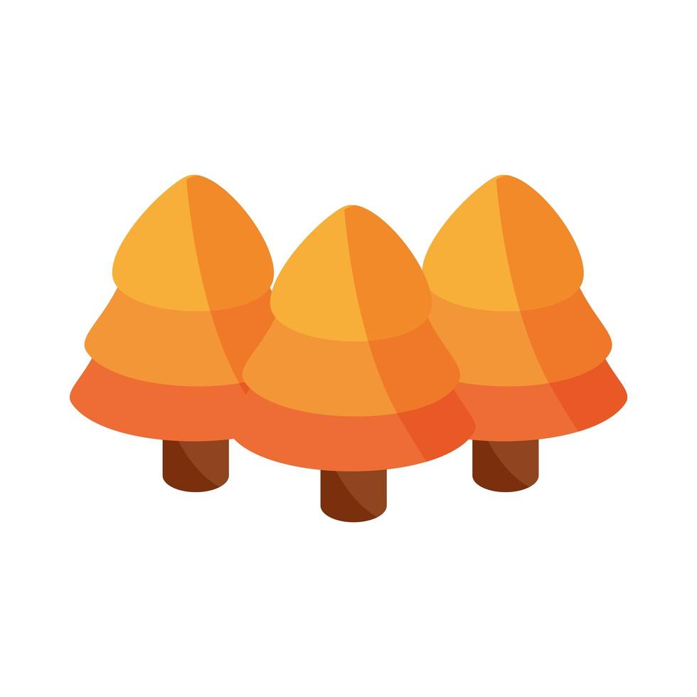 autumn forest pine trees botancial flat icon with shadow vector