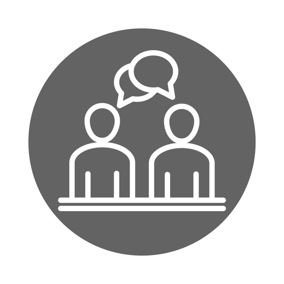 businesspeople talking speech bubble coworking office business workspace block and line icon vector