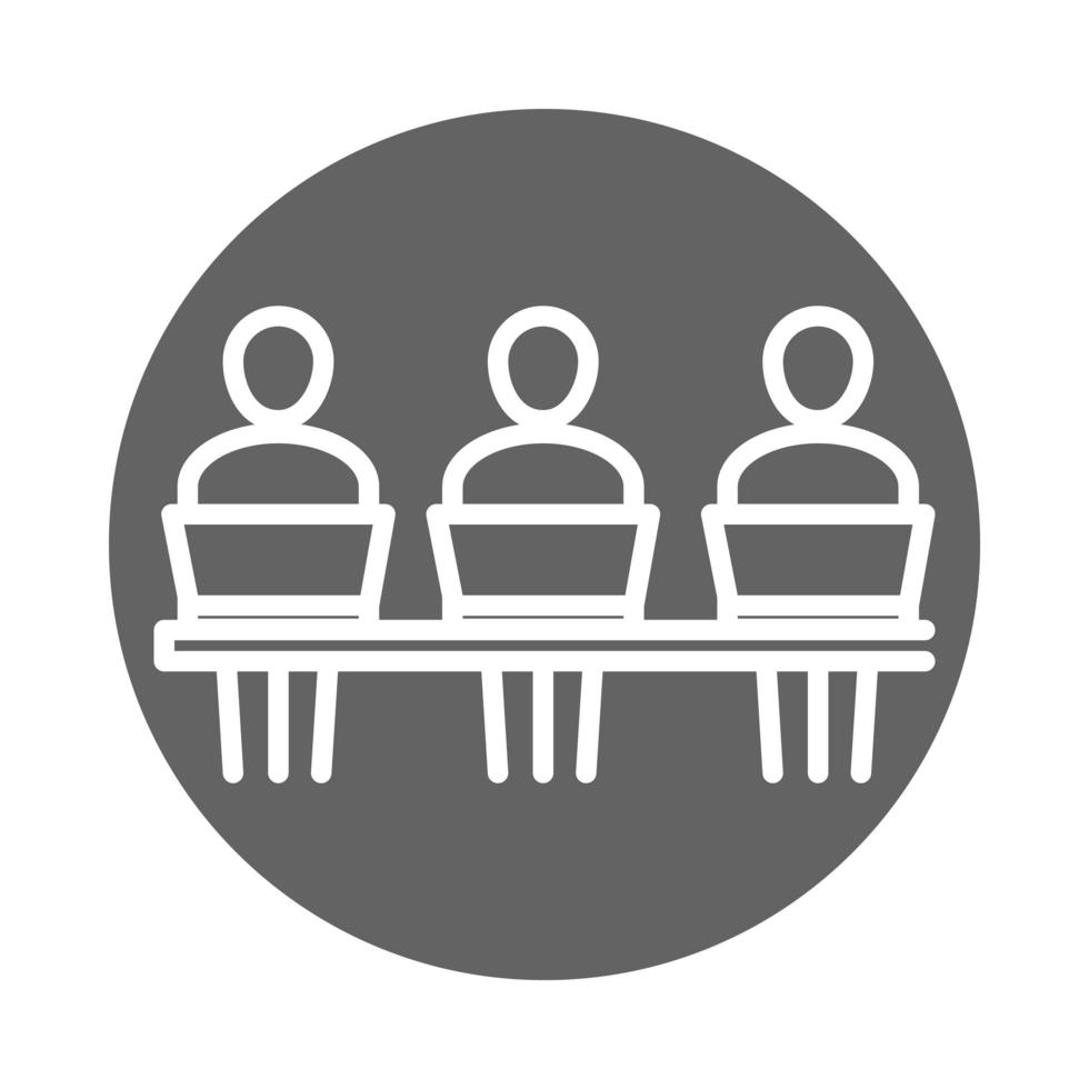 people using laptop computer coworking office business workspace block and line icon vector
