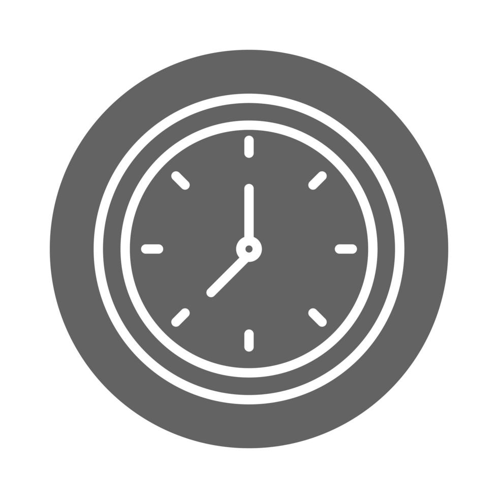 round clock time hour block and line icon vector