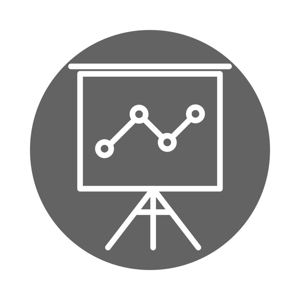 business office report chart board presentation in tripod block and line icon vector