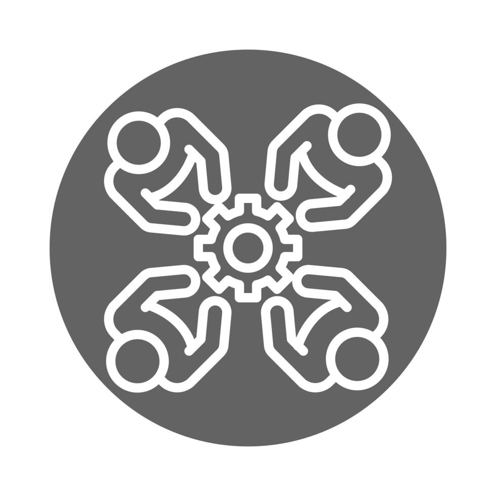 people team together cooperation coworking office business workspace block and line icon vector