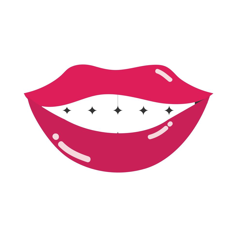 pop art mouth and lips smiling mouth teeth flat icon design vector