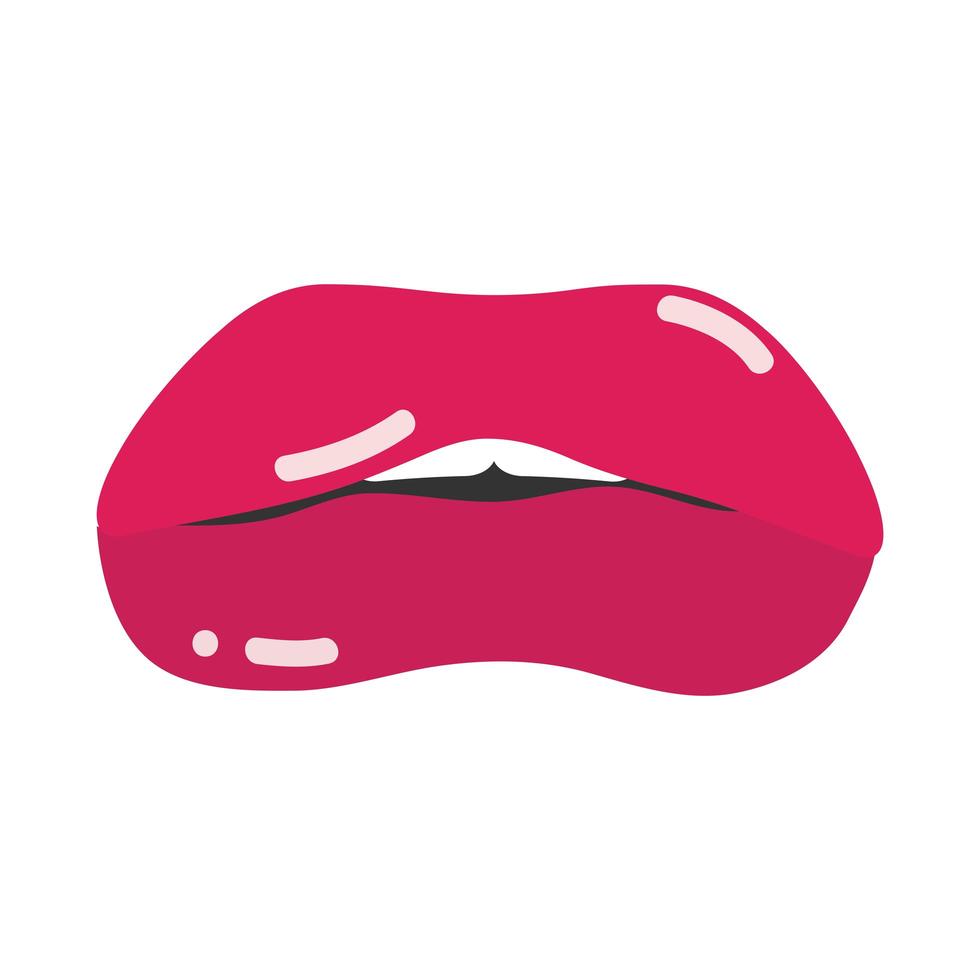 pop art mouth and lips red puffy lips flat icon design vector