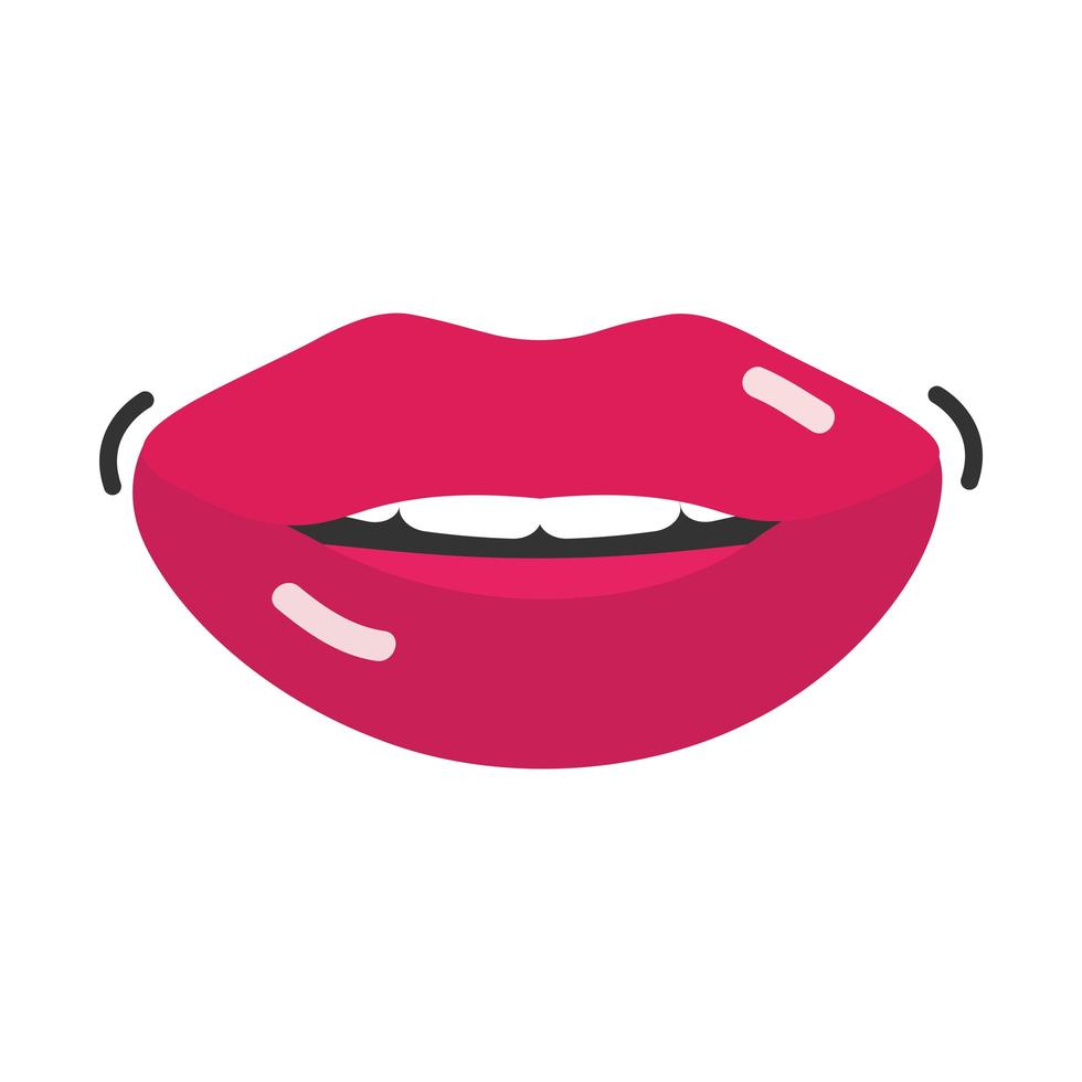 arte pop boca y labios mujeres boca sexy pegatina diseño de icono plano vector