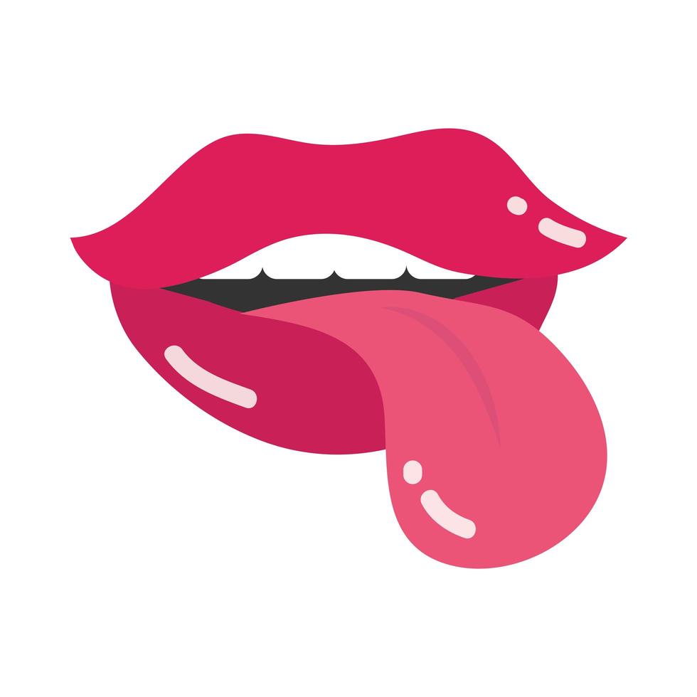 pop art mouth and lips tongue out flat icon design vector