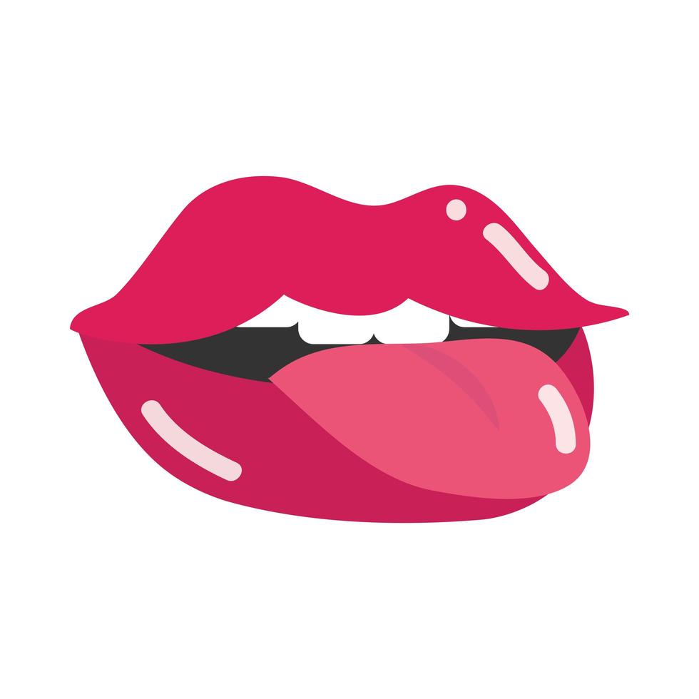 arte pop boca y labios mujeres sexy labios lengua fuera estilo retro diseño de icono plano vector