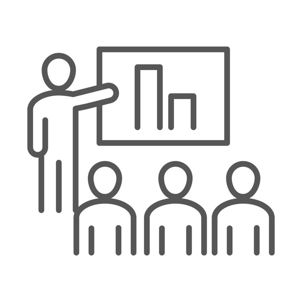 people company presentation report coworking office business workspace line icon design vector