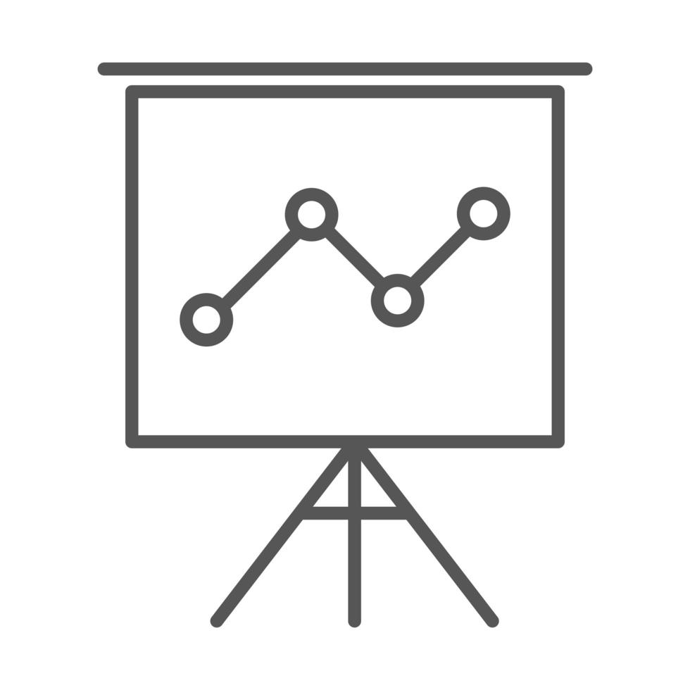 presentación de tablero de gráfico de informe de oficina de negocios en diseño de icono de línea de trípode vector
