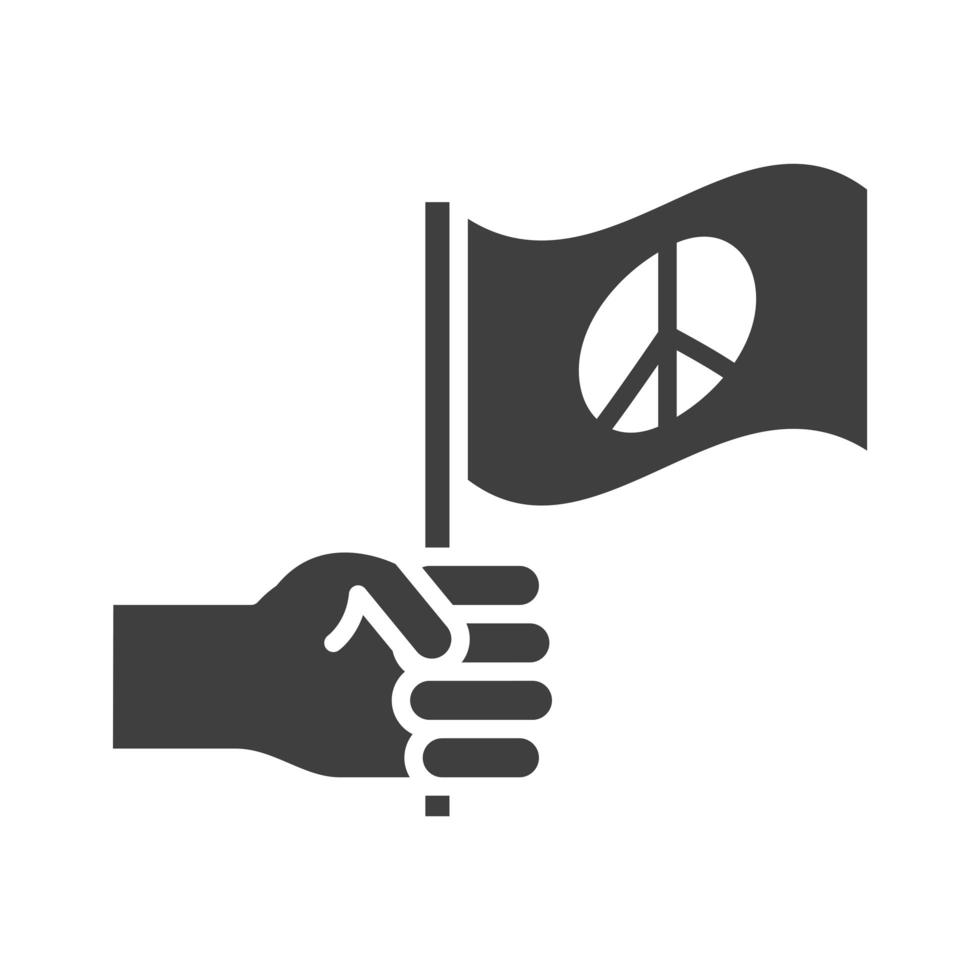 Mano con bandera paz día de los derechos humanos silueta diseño de icono vector